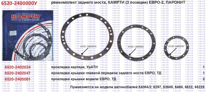 Ремкомплект паронитовый заднего моста, 3 поз.ЕВРО-2