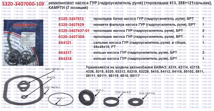 Ремкомплект насоса ГУР (гидроусилитель руля)