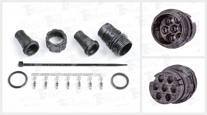 Разъём 7 контактный (комплектация: 7-pin, 2 кольцевых уплотнения, 2 уплотнения кабеля, фиксирующая гайка, хомут)